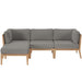 Clearwater Outdoor Patio Teak Wood 4-Piece Sectional Sofa - alternate angle view