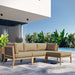 Clearwater Outdoor Patio Teak Wood 4-Piece Sectional Sofa - view 15