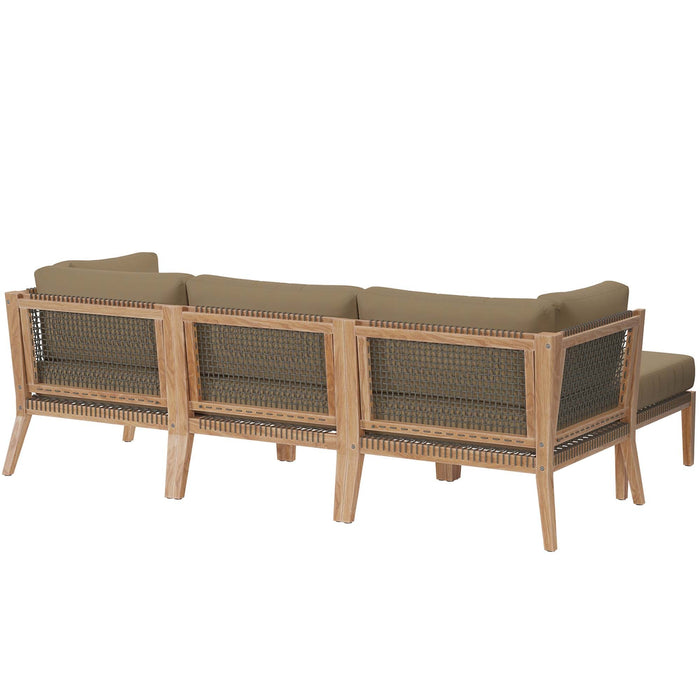 Clearwater Outdoor Patio Teak Wood 4-Piece Sectional Sofa - view 25