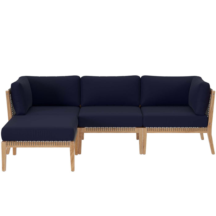 Clearwater Outdoor Patio Teak Wood 4-Piece Sectional Sofa - view 30