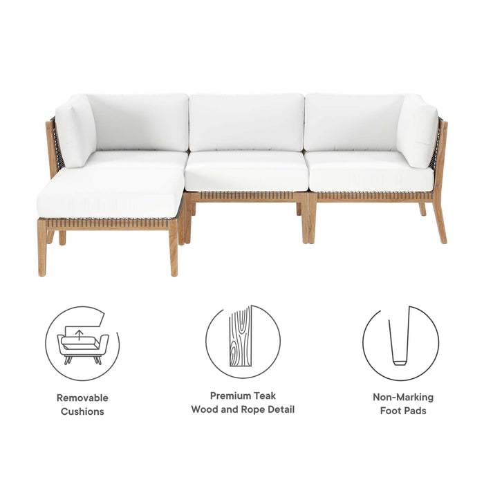 Clearwater Outdoor Patio Teak Wood 4-Piece Sectional Sofa - view 45