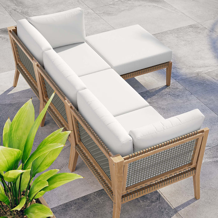 Clearwater Outdoor Patio Teak Wood 4-Piece Sectional Sofa - view 46