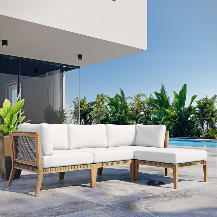 Clearwater Outdoor Patio Teak Wood 4-Piece Sectional Sofa - view 43