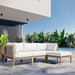 Clearwater Outdoor Patio Teak Wood 4-Piece Sectional Sofa - view 43