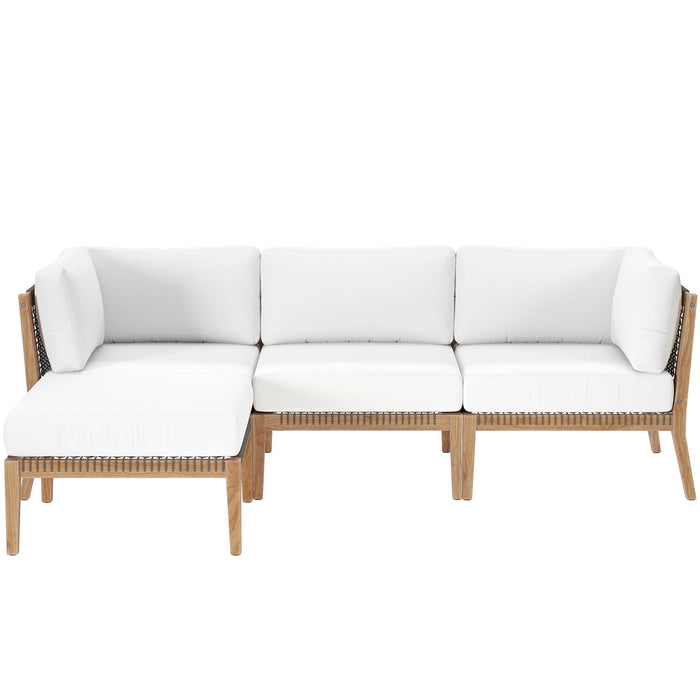 Clearwater Outdoor Patio Teak Wood 4-Piece Sectional Sofa - view 44