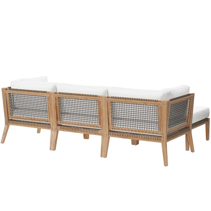 Clearwater Outdoor Patio Teak Wood 4-Piece Sectional Sofa - view 51