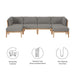 Clearwater Outdoor Patio Teak Wood 6-Piece Sectional Sofa by Modway - side view