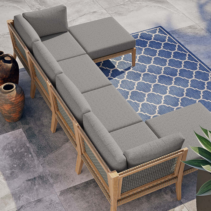 Clearwater Outdoor Patio Teak Wood 6-Piece Sectional Sofa by Modway - detail close-up