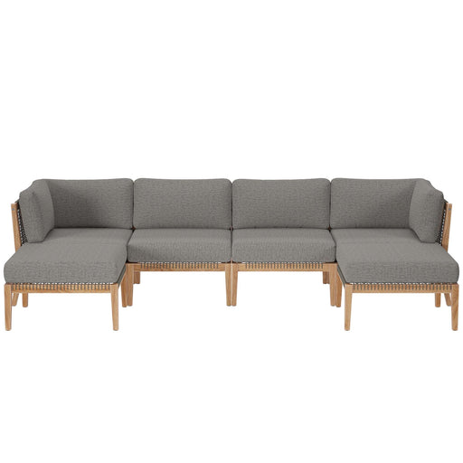 Clearwater Outdoor Patio Teak Wood 6-Piece Sectional Sofa by Modway - angle view