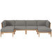 Clearwater Outdoor Patio Teak Wood 6-Piece Sectional Sofa by Modway - angle view
