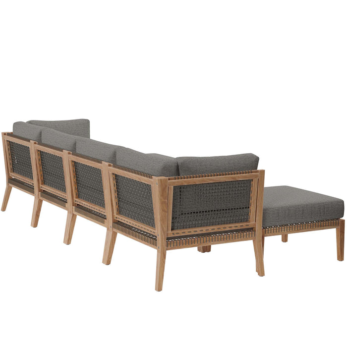 Clearwater Outdoor Patio Teak Wood 6-Piece Sectional Sofa by Modway - feature highlight