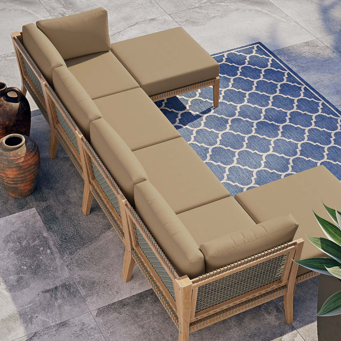 Clearwater Outdoor Patio Teak Wood 6-Piece Sectional Sofa by Modway - view 18