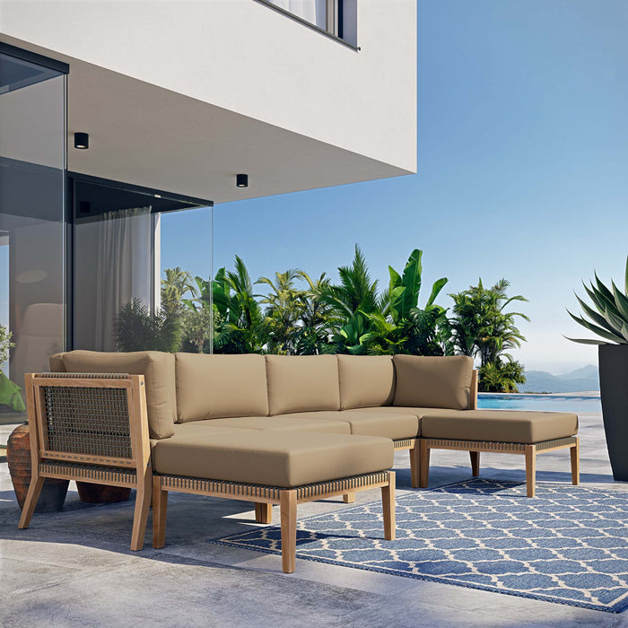 Clearwater Outdoor Patio Teak Wood 6-Piece Sectional Sofa by Modway - product label