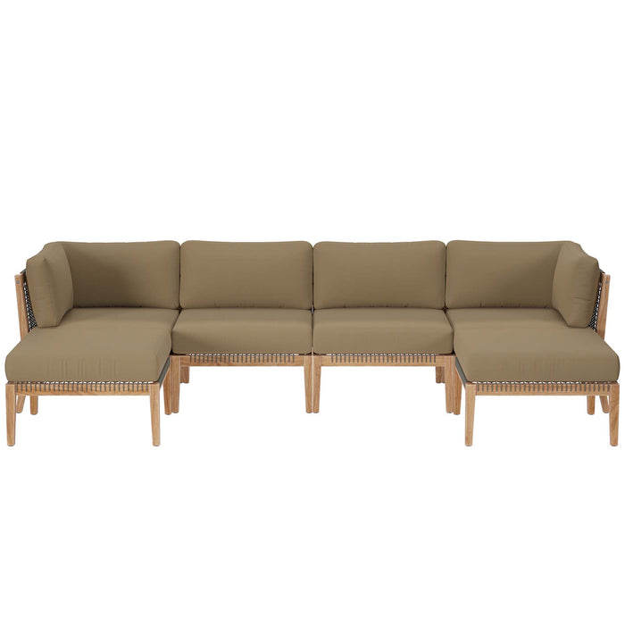 Clearwater Outdoor Patio Teak Wood 6-Piece Sectional Sofa by Modway - view 16