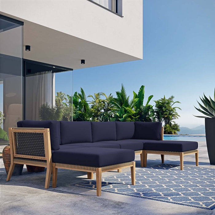 Clearwater Outdoor Patio Teak Wood 6-Piece Sectional Sofa by Modway - view 29