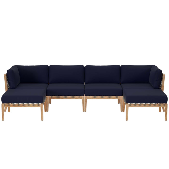 Clearwater Outdoor Patio Teak Wood 6-Piece Sectional Sofa by Modway - view 30