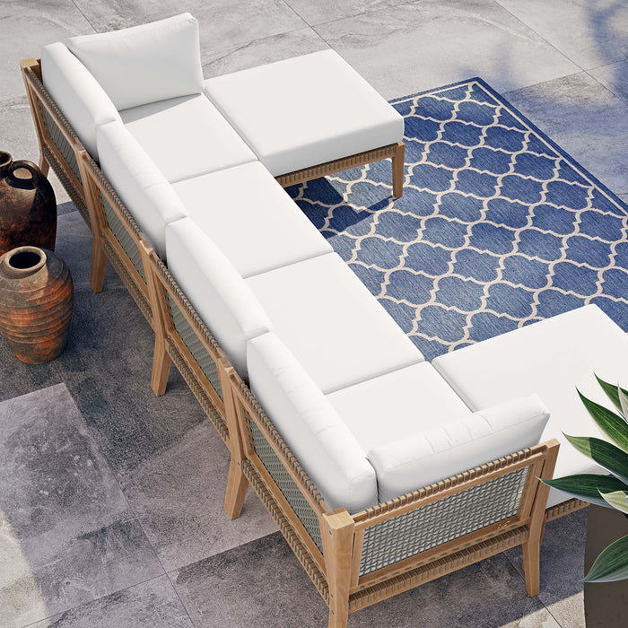Clearwater Outdoor Patio Teak Wood 6-Piece Sectional Sofa outdoor patio sectional angle view