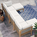 Clearwater Outdoor Patio Teak Wood 6-Piece Sectional Sofa outdoor patio sectional angle view
