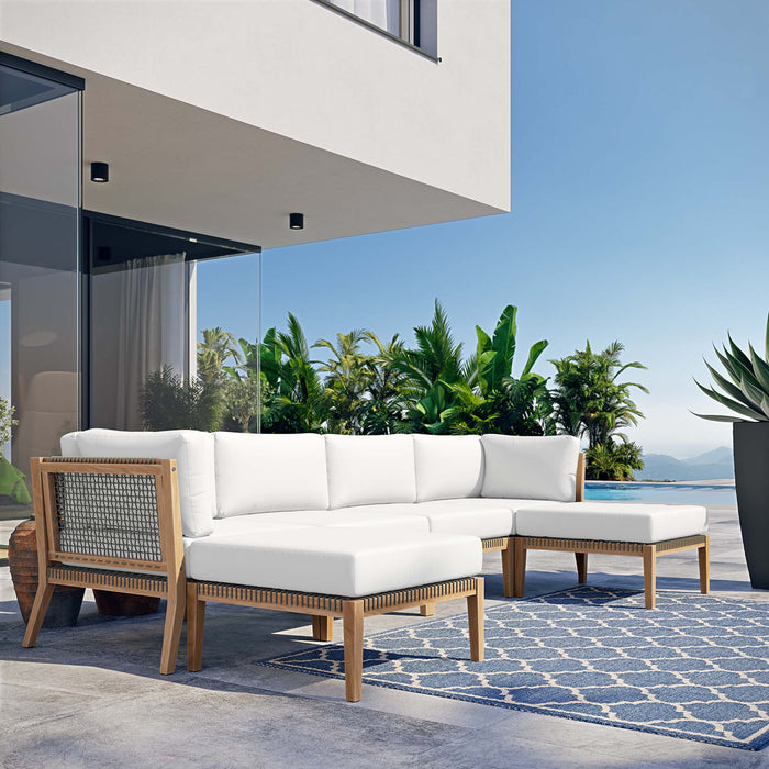 Clearwater Outdoor Patio Teak Wood 6-Piece Sectional Sofa outdoor patio sectional detail close-up
