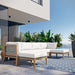 Clearwater Outdoor Patio Teak Wood 6-Piece Sectional Sofa outdoor patio sectional detail close-up