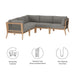 Clearwater Outdoor Patio Teak Wood 5-Piece Sectional Sofa by Modway - side view