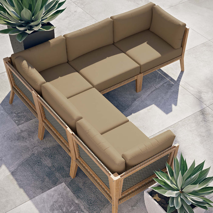 Clearwater Outdoor Patio Teak Wood 5-Piece Sectional Sofa by Modway - product label