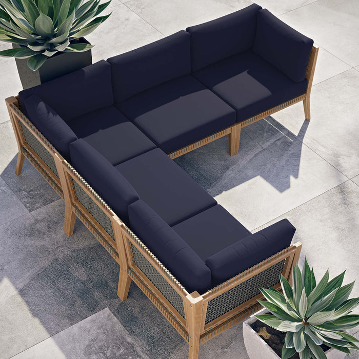 Clearwater Outdoor Patio Teak Wood 5-Piece Sectional Sofa by Modway - view 26