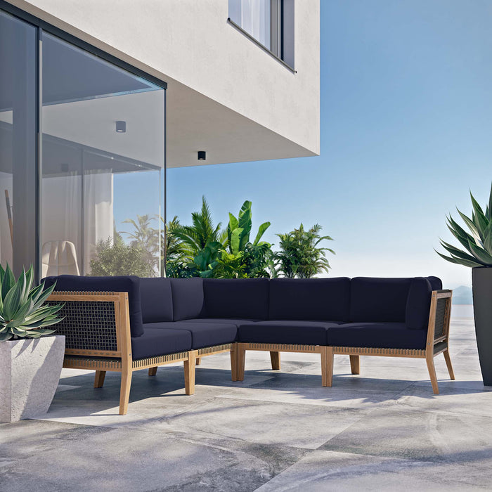 Clearwater Outdoor Patio Teak Wood 5-Piece Sectional Sofa by Modway - view 23