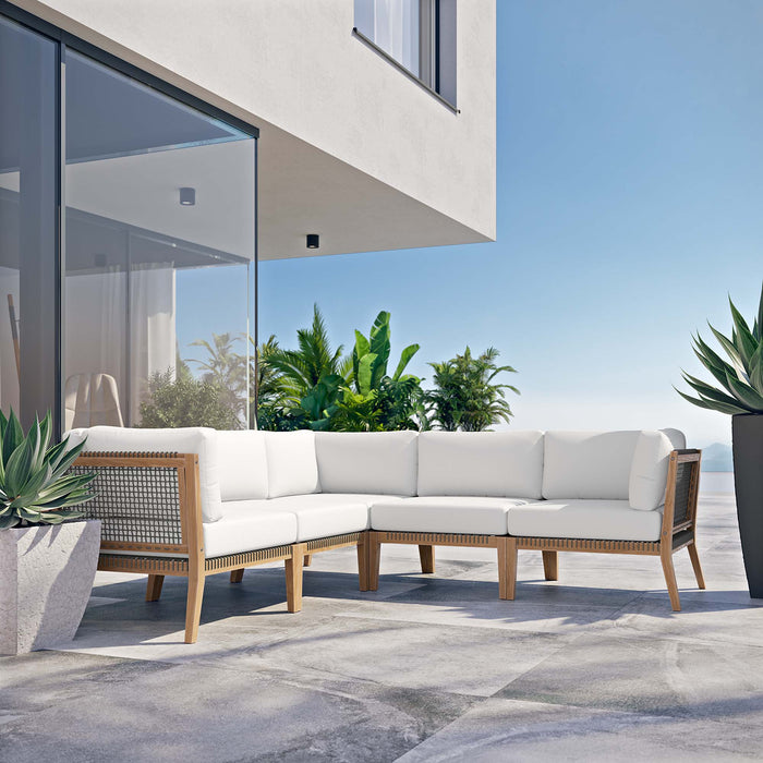 Clearwater Outdoor Patio Teak Wood 5-Piece Sectional Sofa outdoor patio sectional side view