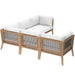 Clearwater Outdoor Patio Teak Wood 5-Piece Sectional Sofa outdoor patio sectional detail close-up