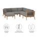 Clearwater Outdoor Patio Teak Wood 6-Piece Sectional Sofa by Modway - side view