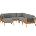 Clearwater Outdoor Patio Teak Wood 6-Piece Sectional Sofa by Modway - angle view