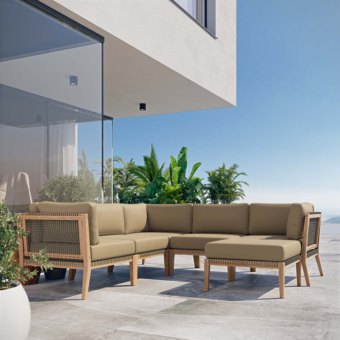 Clearwater Outdoor Patio Teak Wood 6-Piece Sectional Sofa by Modway - product label