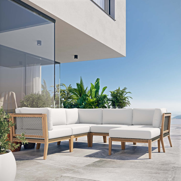 Clearwater Outdoor Patio Teak Wood 6-Piece Sectional Sofa outdoor patio sectional detail close-up