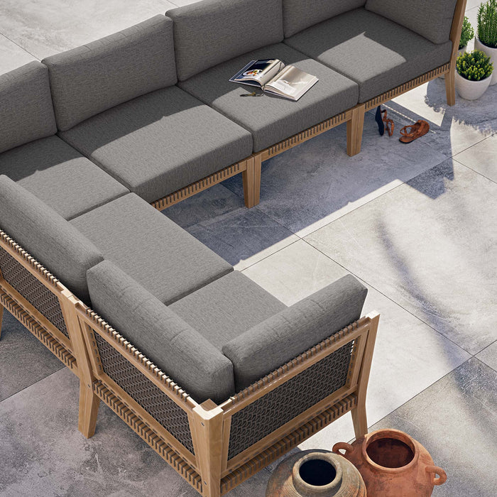 Clearwater Outdoor Patio Teak Wood 6-Piece Sectional Sofa by Modway - detail close-up