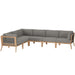 Clearwater Outdoor Patio Teak Wood 6-Piece Sectional Sofa by Modway - angle view