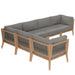 Clearwater Outdoor Patio Teak Wood 6-Piece Sectional Sofa by Modway - top view