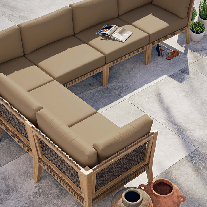 Clearwater Outdoor Patio Teak Wood 6-Piece Sectional Sofa by Modway - product label