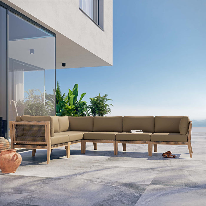 Clearwater Outdoor Patio Teak Wood 6-Piece Sectional Sofa by Modway - control panel detail