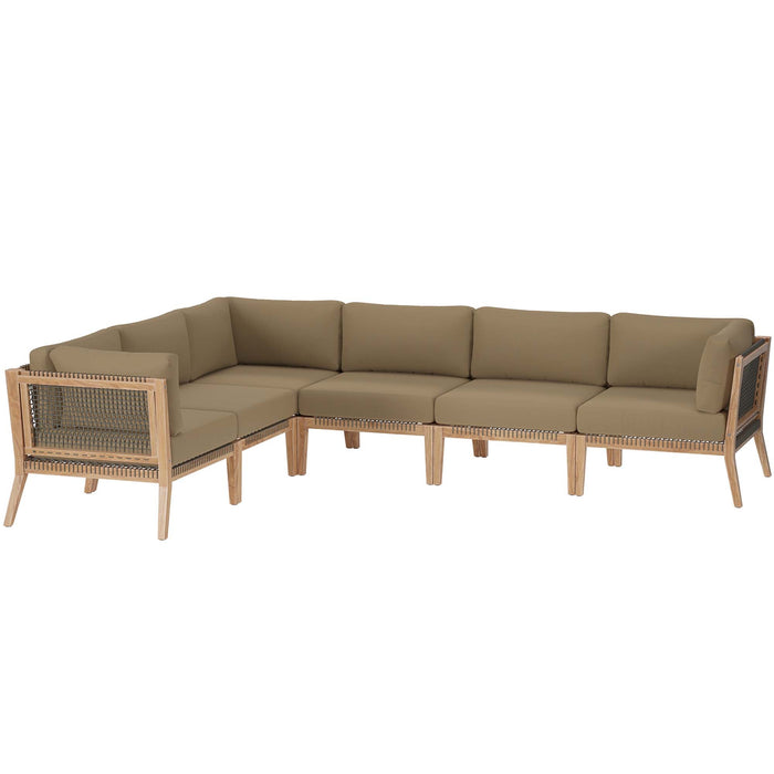 Clearwater Outdoor Patio Teak Wood 6-Piece Sectional Sofa by Modway - accessory view