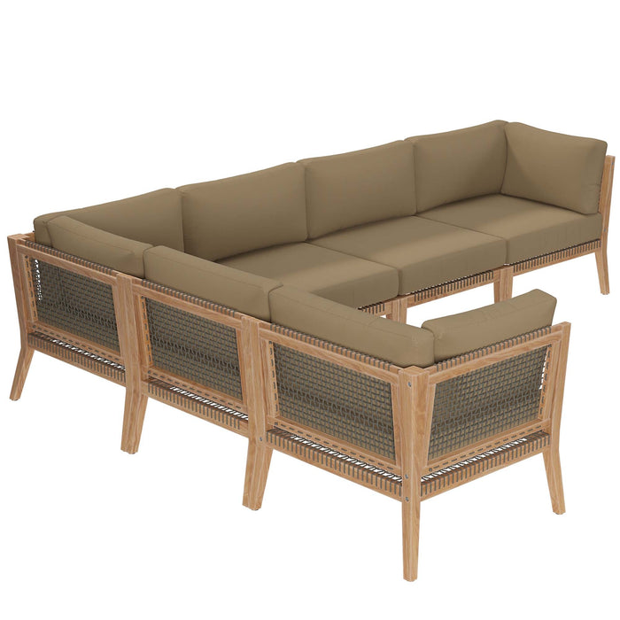 Clearwater Outdoor Patio Teak Wood 6-Piece Sectional Sofa by Modway - view 21