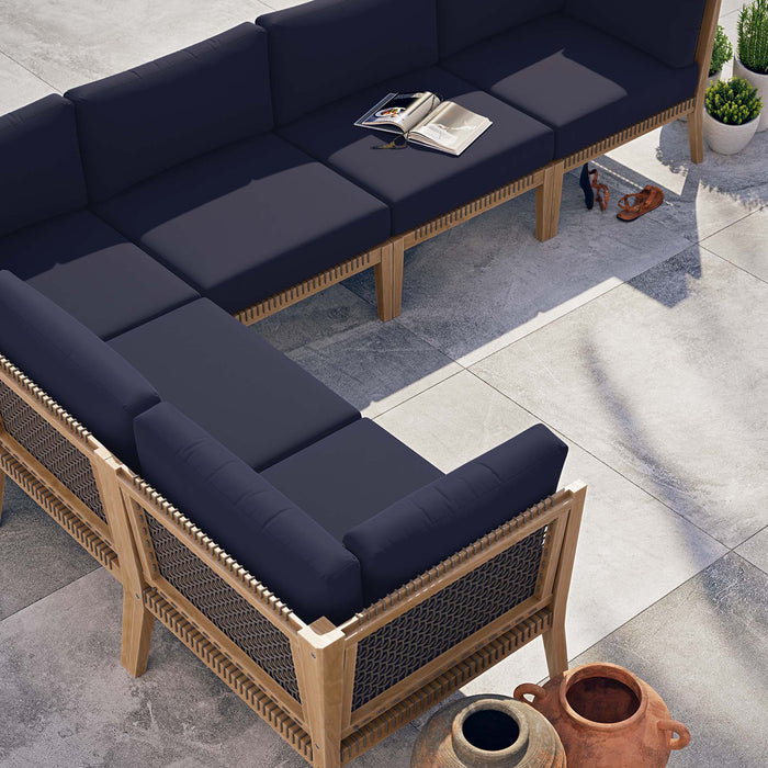 Clearwater Outdoor Patio Teak Wood 6-Piece Sectional Sofa by Modway - view 26