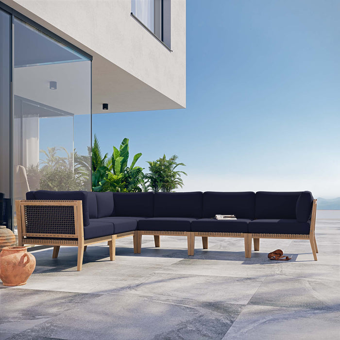 Clearwater Outdoor Patio Teak Wood 6-Piece Sectional Sofa by Modway - view 23