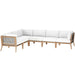 Clearwater Outdoor Patio Teak Wood 6-Piece Sectional Sofa outdoor patio sectional detail close-up