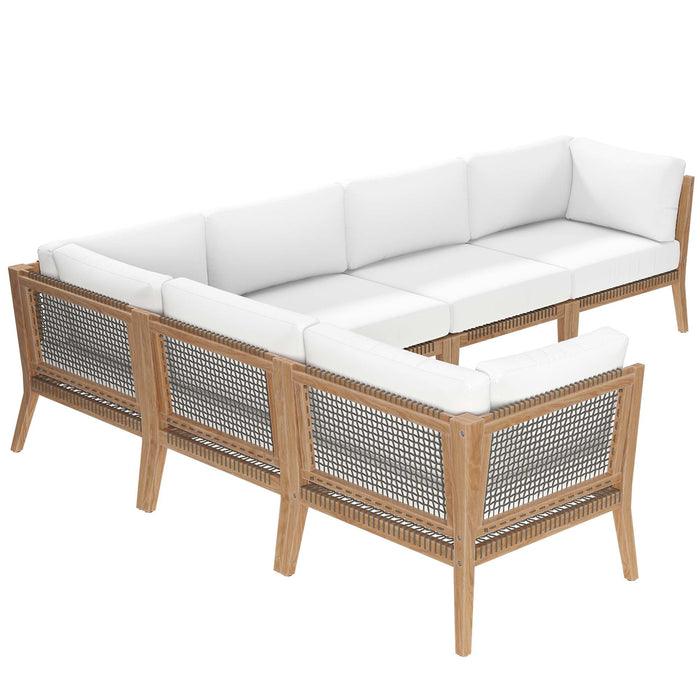 Clearwater Outdoor Patio Teak Wood 6-Piece Sectional Sofa outdoor patio sectional detail close-up