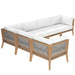 Clearwater Outdoor Patio Teak Wood 6-Piece Sectional Sofa outdoor patio sectional detail close-up