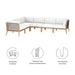 Clearwater Outdoor Patio Teak Wood 6-Piece Sectional Sofa outdoor patio sectional lifestyle shot