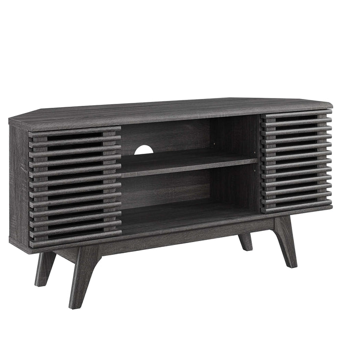 Modway Render 46" Corner TV Stand Living Room Furniture in Brown