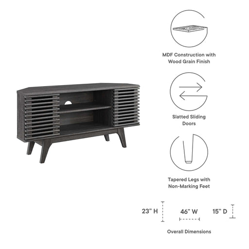 Modway Render 46" Corner TV Stand Living Room Furniture in Brown - Side View