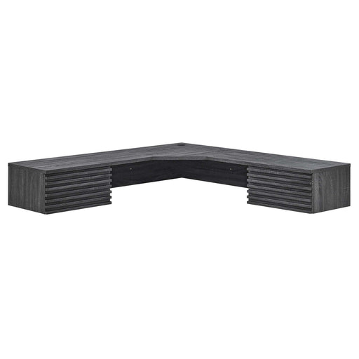 Modway Render Wall Mount Corner Office Desk in Brown